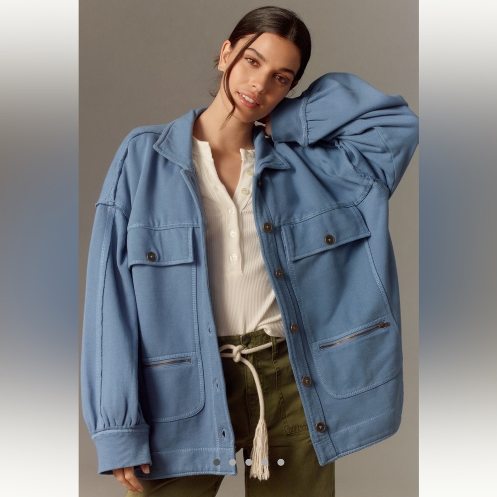 Anthropologie Pilcro Cotton Microfleece Button-Front Jacket